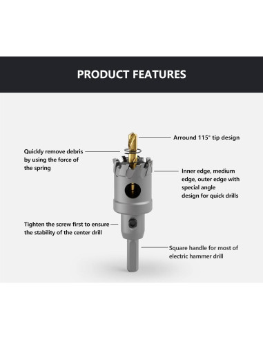Sierra de Perforación de Carburo CSOOM 13mm para Metal y Madera
