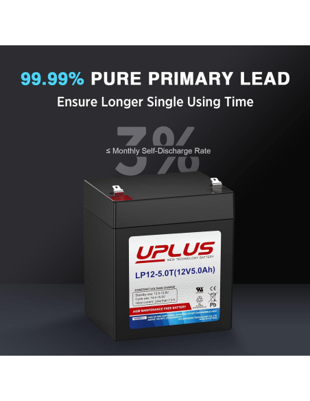 Batería Recargable Uplus 12V 5Ah para Alarmas y Seguridad