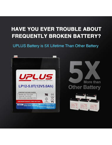 Batería Recargable Uplus 12V 5Ah para Alarmas y Seguridad