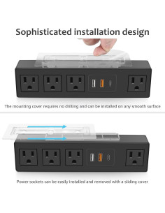Regleta de Alimentación HHSOET Bajo Escritorio 4 Salidas USB C/A 2