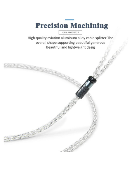 Cable de Reemplazo para Auriculares GUCraftsman 1.2m Plata + Grafeno