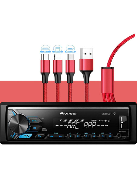 Receptor de Medios Digitales Pioneer MVH-X390BT con Bluetooth y Cable Zonoz 3 en 1