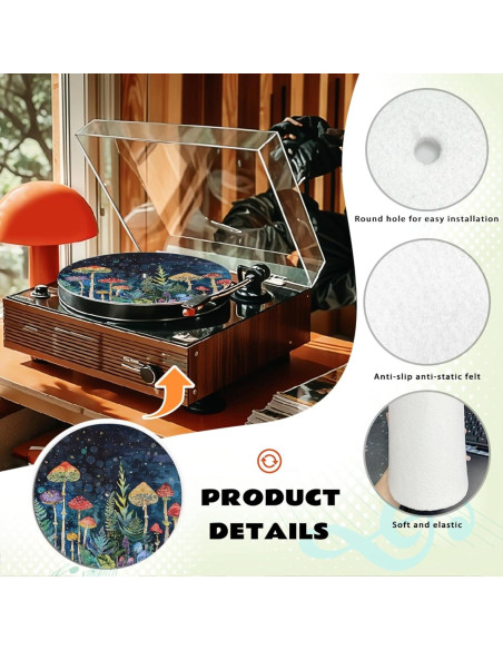 Alfombrilla Antiestática para Tocadiscos GLENLCWE 30cm Colorida