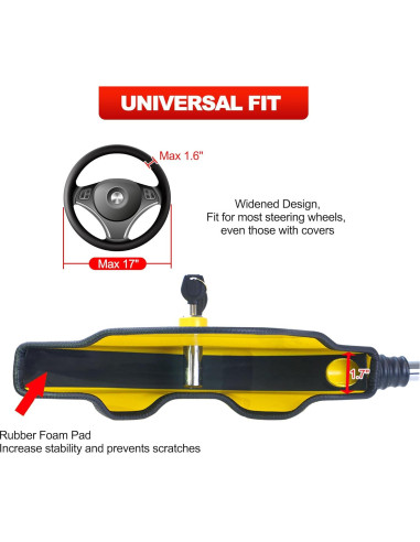 Bloqueo Universal del Volante KAYCENTOP Amarillo Antirrobo