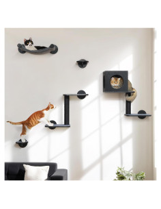 Estantes de Pared para Gatos FUKUMARU 5 Piezas Negro