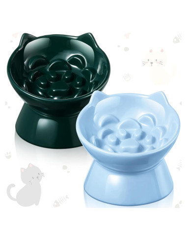 Cuencos Elevados de Cerámica para Gatos Funnymoom 2 Pcs