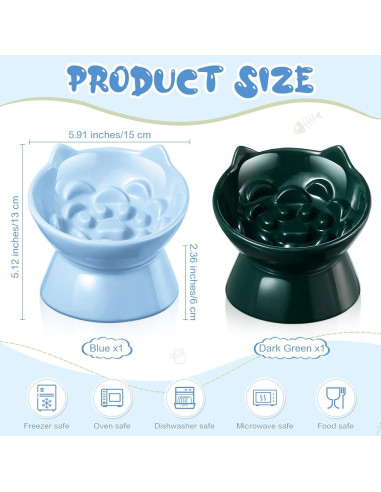 Cuencos Elevados de Cerámica para Gatos Funnymoom 2 Pcs