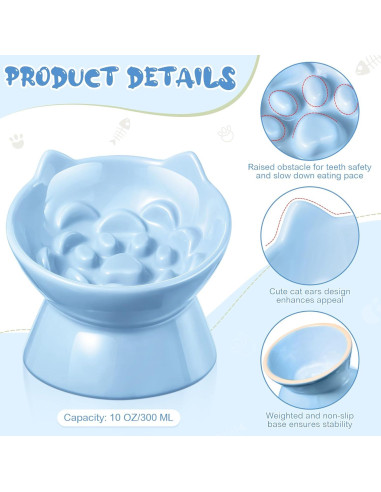 Cuencos Elevados de Cerámica para Gatos Funnymoom 2 Pcs