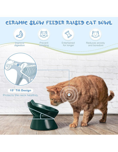 Cuencos Elevados de Cerámica para Gatos Funnymoom 2 Pcs