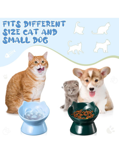 Cuencos Elevados de Cerámica para Gatos Funnymoom 2 Pcs