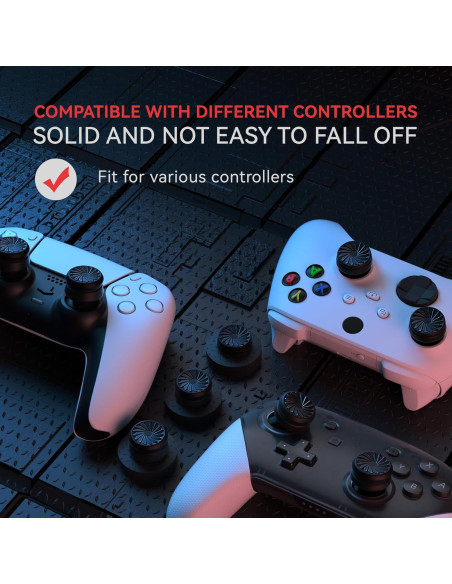 Tapas de Joystick Ergonómicas PlayVital para PS5, PS4, Xbox y Switch Pro - Negro