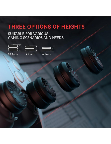Tapas de Joystick Ergonómicas PlayVital para PS5, PS4, Xbox y Switch Pro - Negro