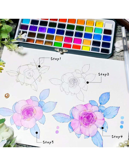 Set de Pintura Acuarela Artecho 100 Colores con Pinceles