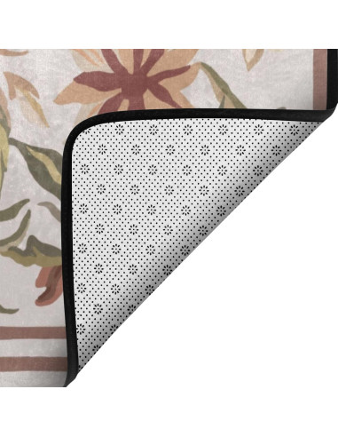 Alfombra de Área Amorettise Floral Beige 1.52x2.13m Antideslizante