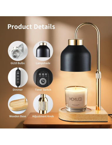 Lámpara Calentadora de Velas MOMIUCO con Temporizador y Regulador