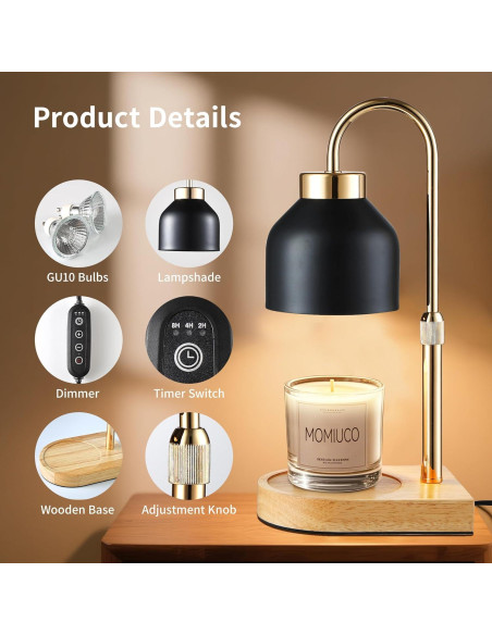 Lámpara Calentadora de Velas MOMIUCO con Temporizador y Regulador