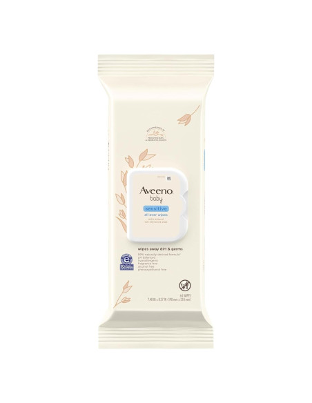 Toallitas Húmedas Todo en Uno Aveeno Baby 64 ct Sin Fragancia