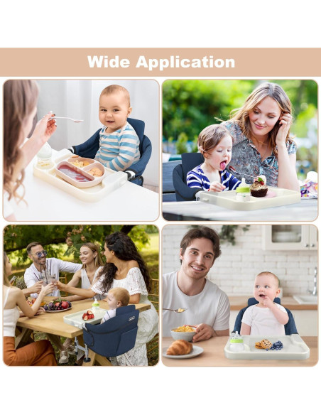 Silla Alta Portátil Jozzve con Gancho y Bandeja Removible Azul