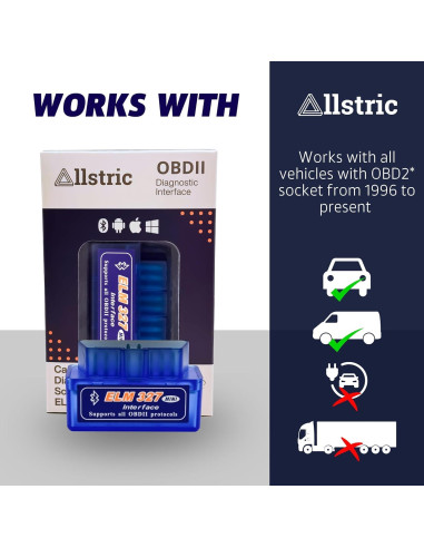 Escáner OBD2 Bluetooth Allstric ELM327 - Diagnóstico Automotriz