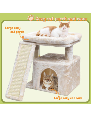 Árbol para Gatos SIYIPURR Beige con Poste Rascador y Cama