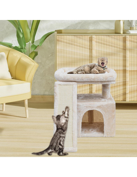 Árbol para Gatos SIYIPURR Beige con Poste Rascador y Cama