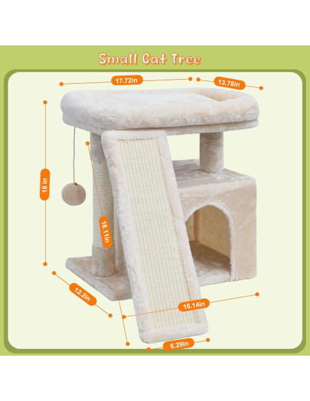 Árbol para Gatos SIYIPURR Beige con Poste Rascador y Cama