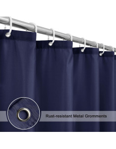 Cortina de Ducha Azul Marino EurCross 180x180 cm Lavable 2