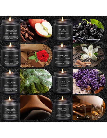 Set de 8 Velas Aromáticas para Hombres YMing - Cera de Soja