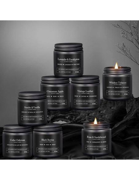 Set de 8 Velas Aromáticas para Hombres YMing - Cera de Soja