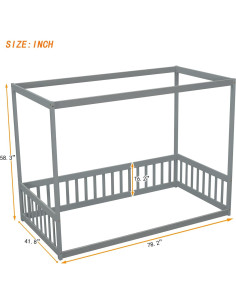 Cama Canopy de Piso Twin CNANXU con Barandillas y Diseño Seguro 2