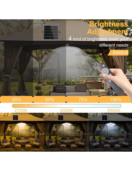 Luz Colgante Solar CREATESTAR 3000LM con Sensor y Control Remoto