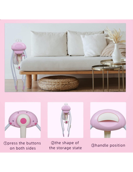 Silla Mecedora Plegable Comfort 25103 para Bebés con Música