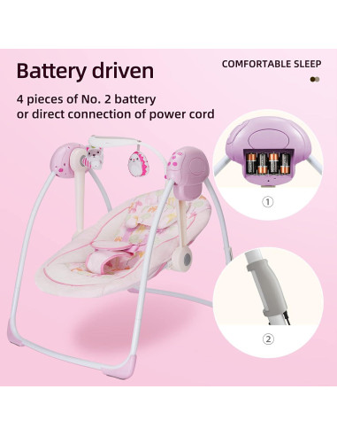 Silla Mecedora Plegable Comfort 25103 para Bebés con Música
