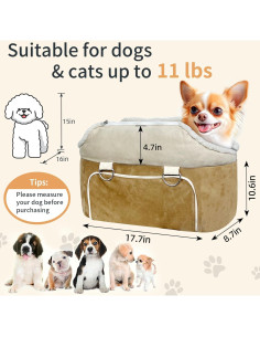 Asiento de Coche Elevado para Perros Pequeños LELEFIDO 5kg 2