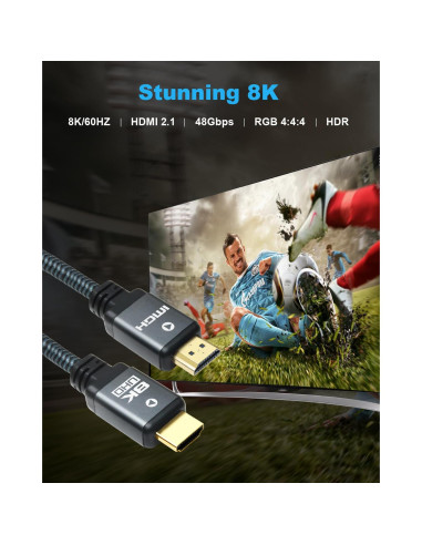 Cable HDMI 2.1 Yauhody 0.91m - Alta Velocidad 48Gbps 8K