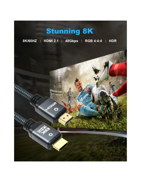 Cable HDMI 2.1 Yauhody 0.91m - Alta Velocidad 48Gbps 8K