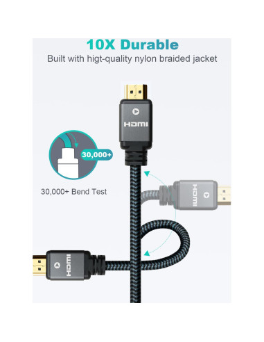 Cable HDMI 2.1 Yauhody 0.91m - Alta Velocidad 48Gbps 8K