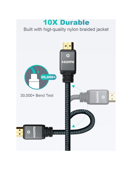 Cable HDMI 2.1 Yauhody 0.91m - Alta Velocidad 48Gbps 8K