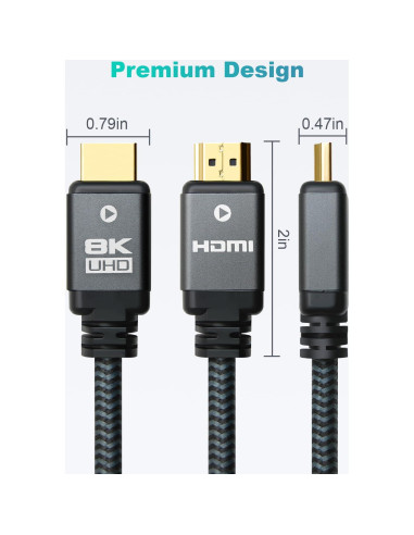 Cable HDMI 2.1 Yauhody 0.91m - Alta Velocidad 48Gbps 8K