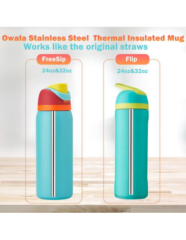 Pajitas Reutilizables de Acero Inoxidable WKIEASON 3PCS para Owala 24oz/32oz
