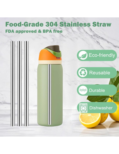 Pajitas Reutilizables de Acero Inoxidable WKIEASON 3PCS para Owala 24oz/32oz