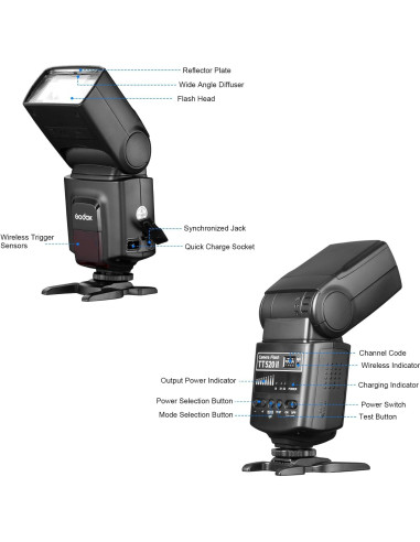 Flash Godox TT520 II para Cámara DSLR con Transmisor Inalámbrico