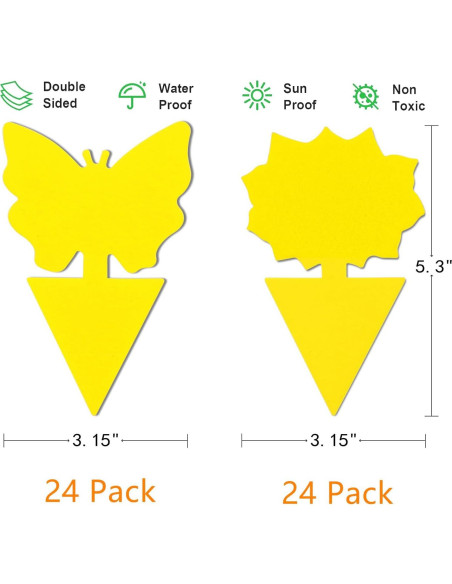 Trampas Adhesivas Amarillas WonderField para Moscas y Mosquitos - Paquete de 48