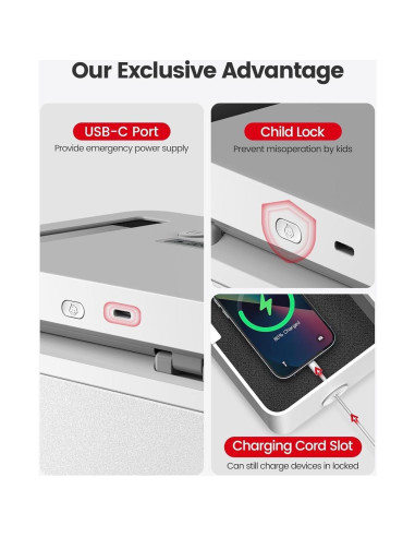 Caja de Seguridad Temporal Vaydeer, Metal, 21.3x15.5x8.1 cm