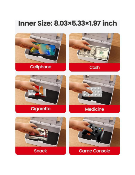 Caja de Seguridad Temporal Vaydeer, Metal, 21.3x15.5x8.1 cm