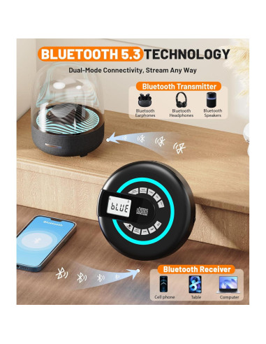 Reproductor de CD portátil Greadio CD36 con Bluetooth y FM