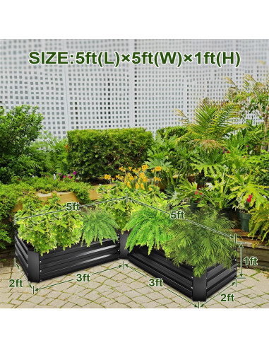 Kit de Jardín Elevado EDOSTORY 5x5x0.3m Acero Galvanizado