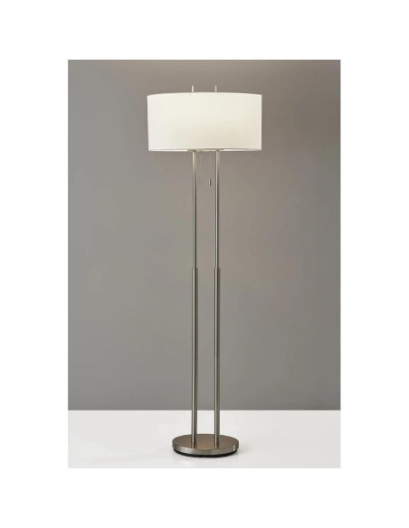 Lámpara de Pie Duet Adesso 62" Acero Satinado Regulable