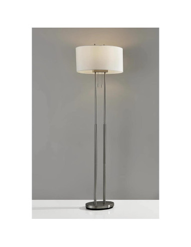 Lámpara de Pie Duet Adesso 62" Acero Satinado Regulable