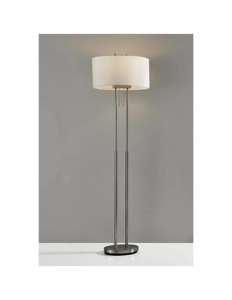 Lámpara de Pie Duet Adesso 62" Acero Satinado Regulable